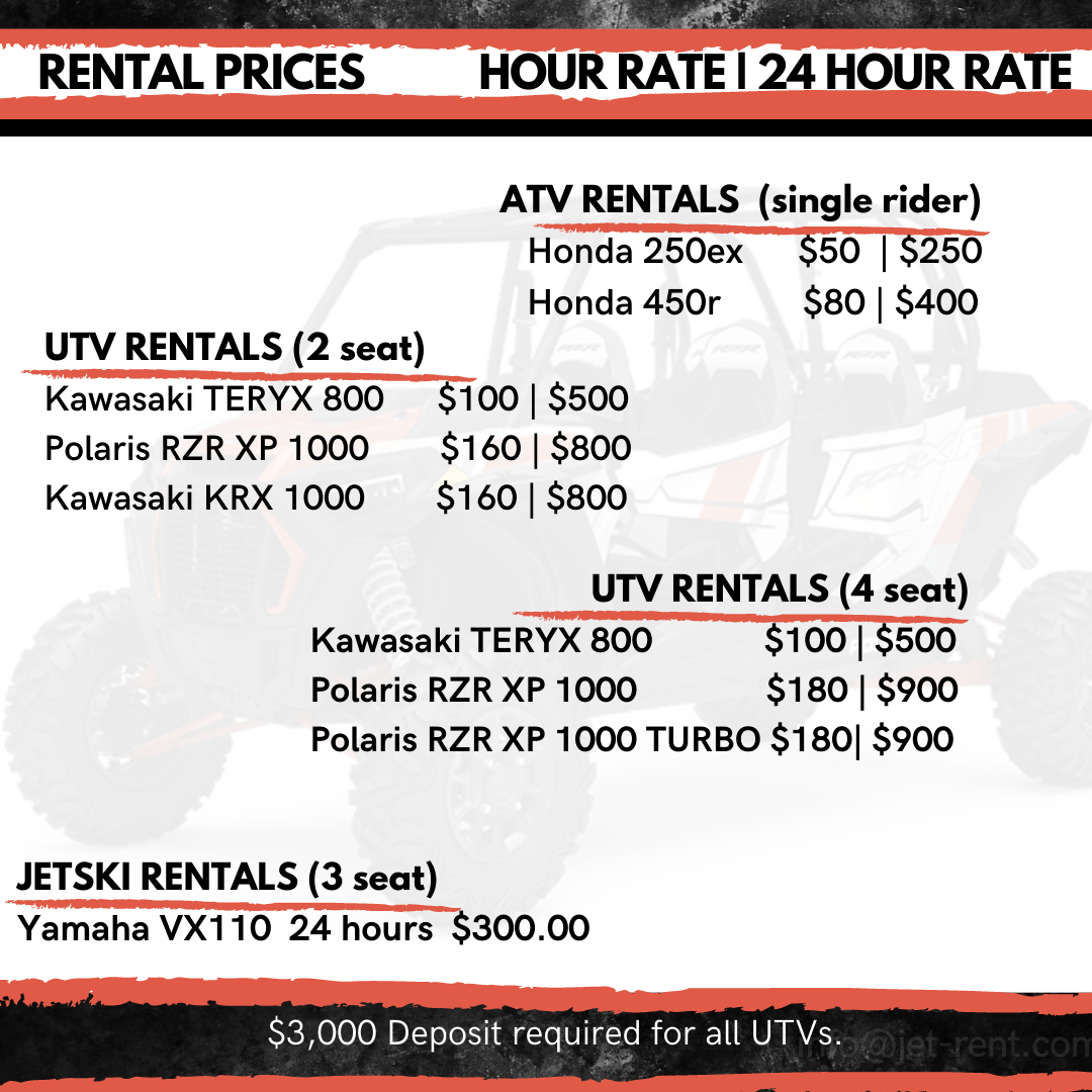 Yuma ATV Rental Price List